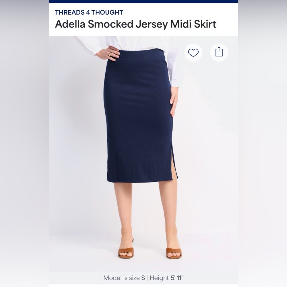 Threads 4 Thought Adella Smocked Navy Pencil Skirt (NWT StitchFix)